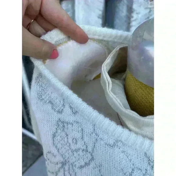 1980’s Beldoch Popper pullover‎ sweater white tinsel floral loose small medium - Picture 8 of 8